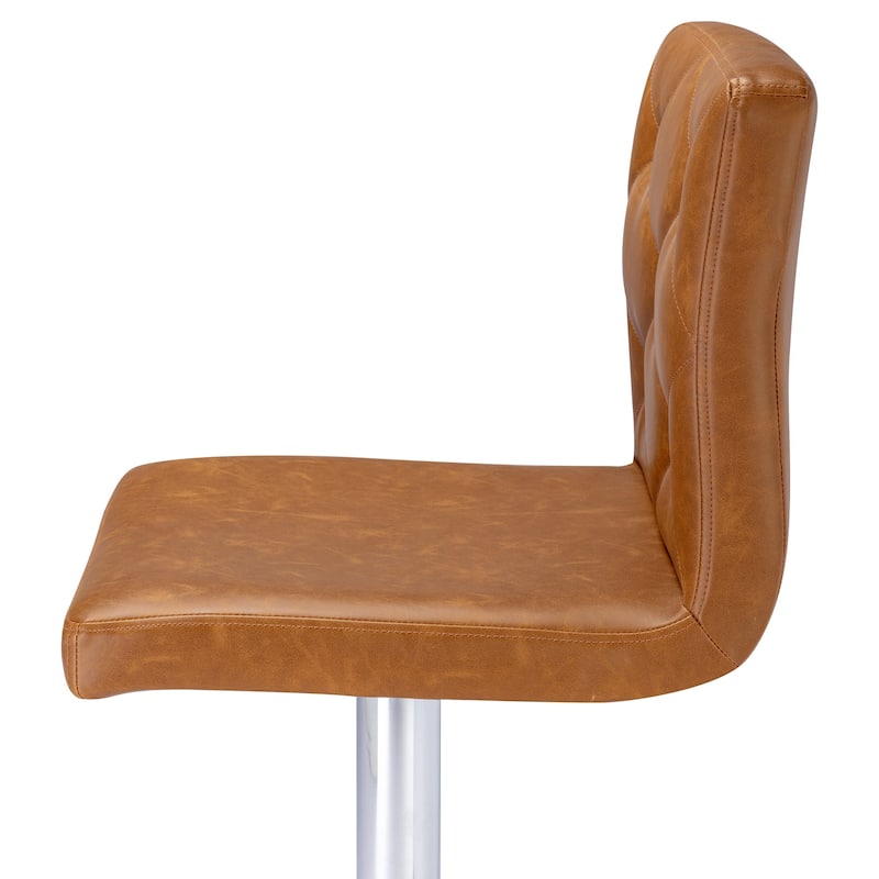 Javlergo 4 Pack 360° Swivel Bar Stools Adjustable PU Leather Stools with Diamond Tufted Back Curved Footrest