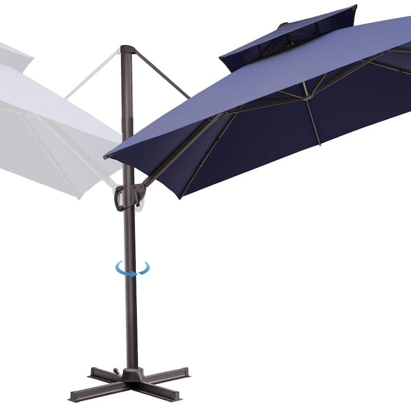 Pellebant 10 ft Square Patio Cantilever-Offset Umbrella 360 Degree Rotation