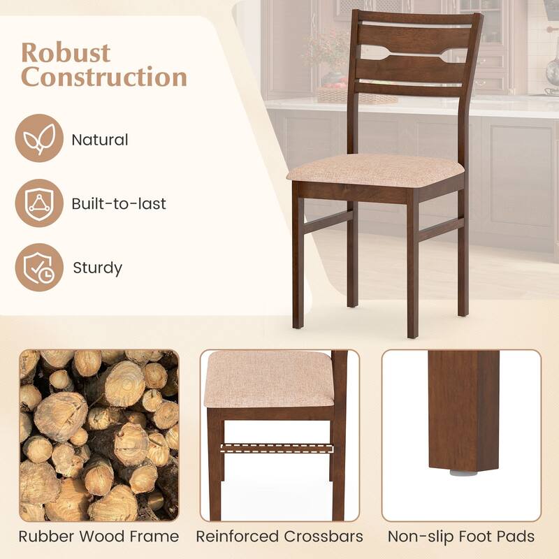 Gymax Dining Chair Set of 4 w/ Rubber Wood Frame Padded Seat Curved