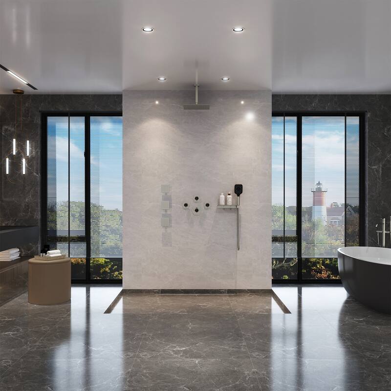Wall Mounted 12 Inch Thermostatic 3 Functions Luxury Shower System