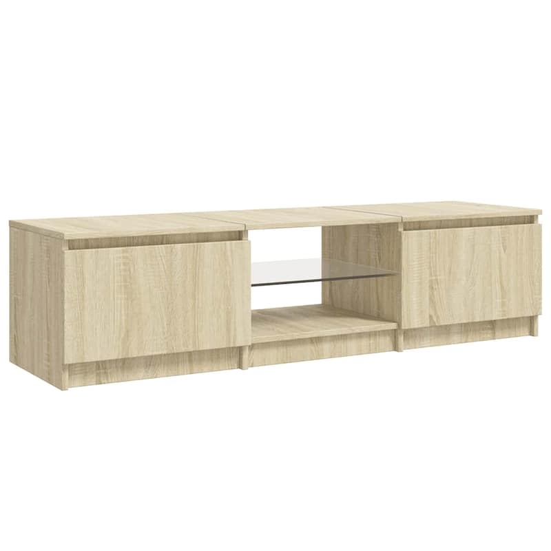 vidaXL TV Cabinet with LED Lights Sonoma Oak 55.1x15.7x14.2" - 55.1" x 16" x 14"