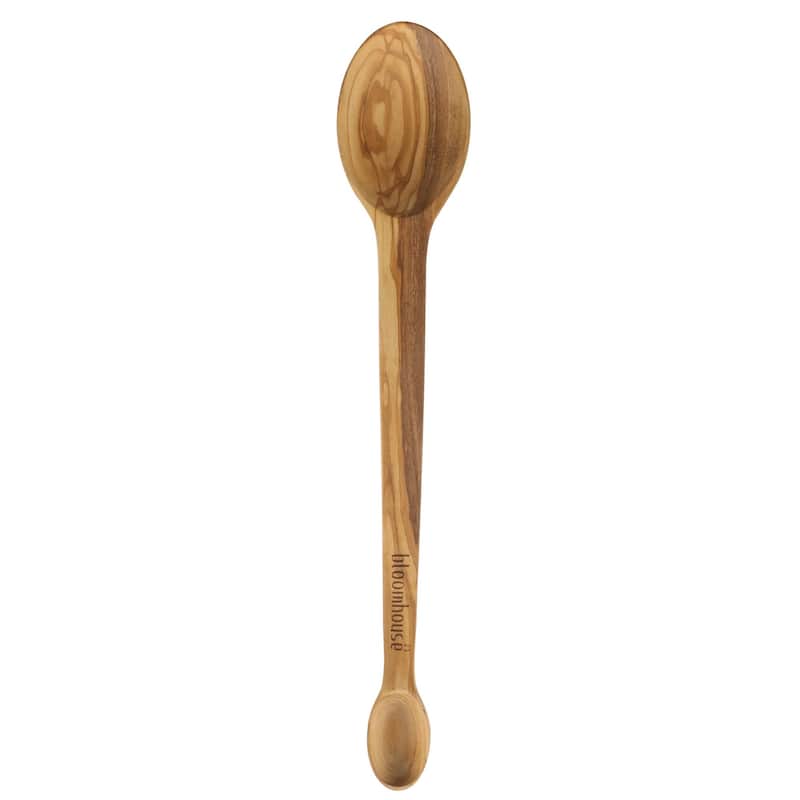 Bloomhouse Italian Olive Wood 2 Piece Extra-Large 14 Inch Ladle and tasting Spoon Set