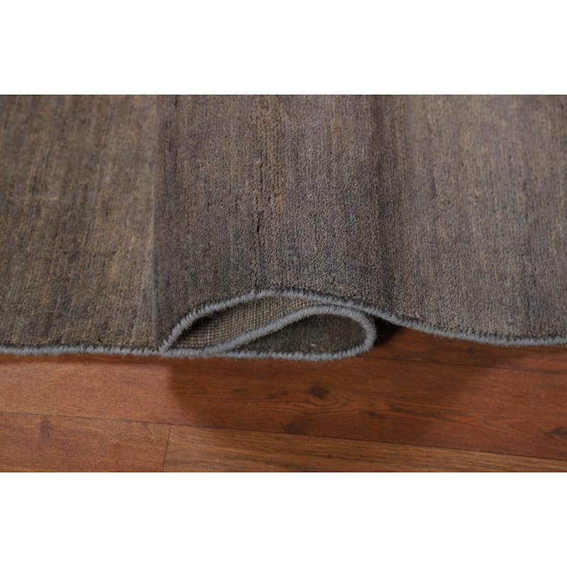 Modern Gabbeh Foyer Rug Handmade Grey Wool Carpet - 3'3"x 4'10"