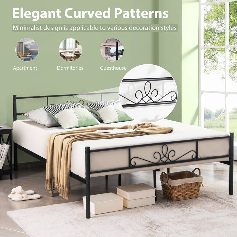 Costway Twin/Queen/Full Metal Platform Bed Frame with Headboard and