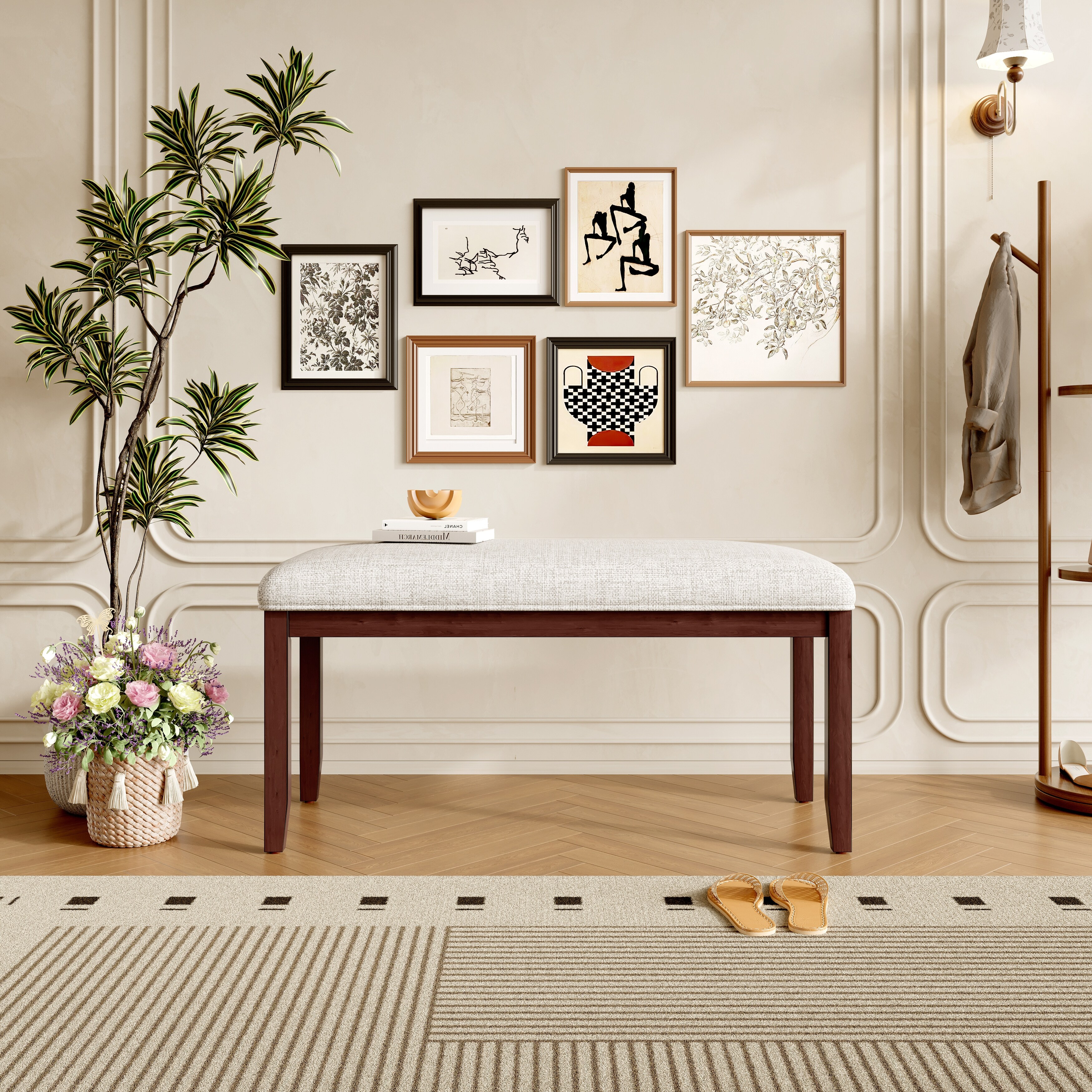Upholstered Bench,38-inch Entryway Bench for Living Room,Dining