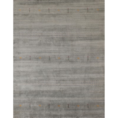 Gabbeh Indian Area Rug Hand-Knotted Wool Carpet - 8'3"x 9'10"