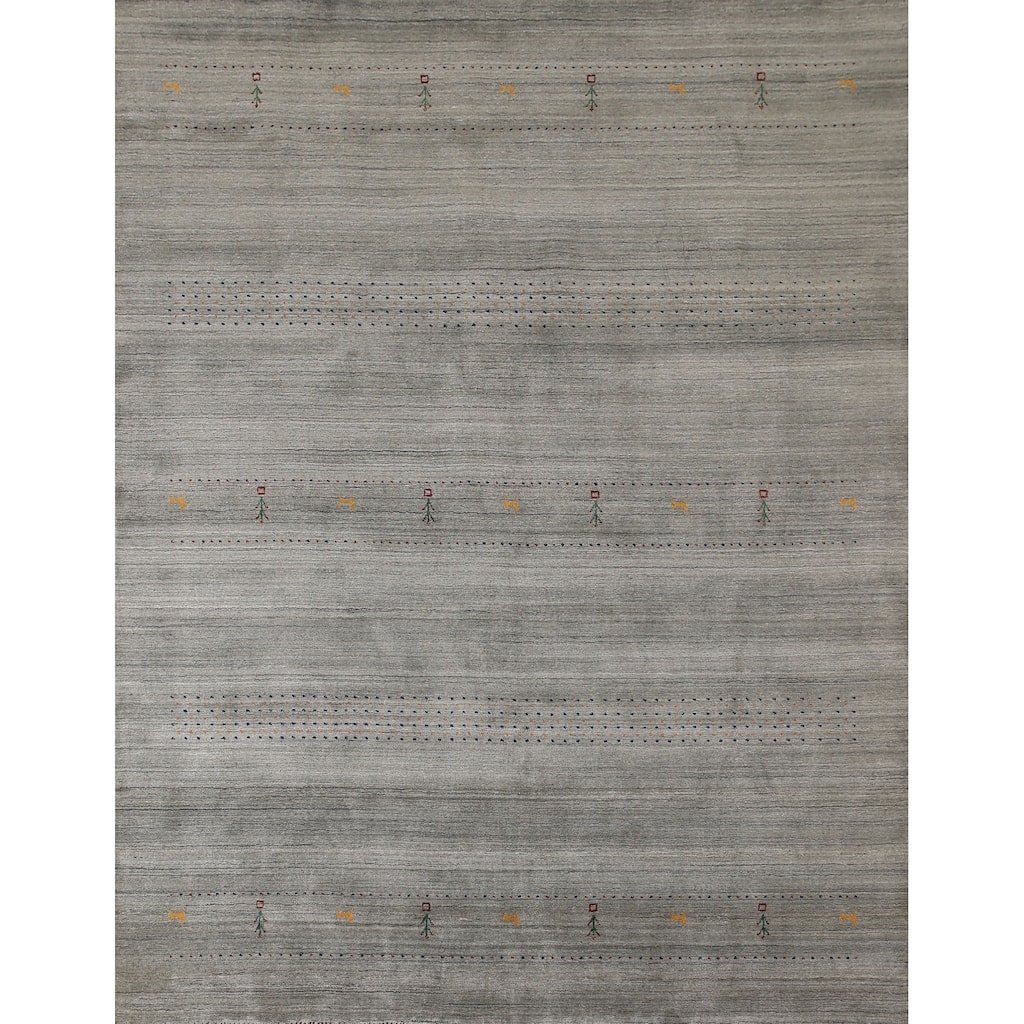 Gabbeh Indian Area Rug Hand-Knotted Wool Carpet - 8'3"x 9'10"