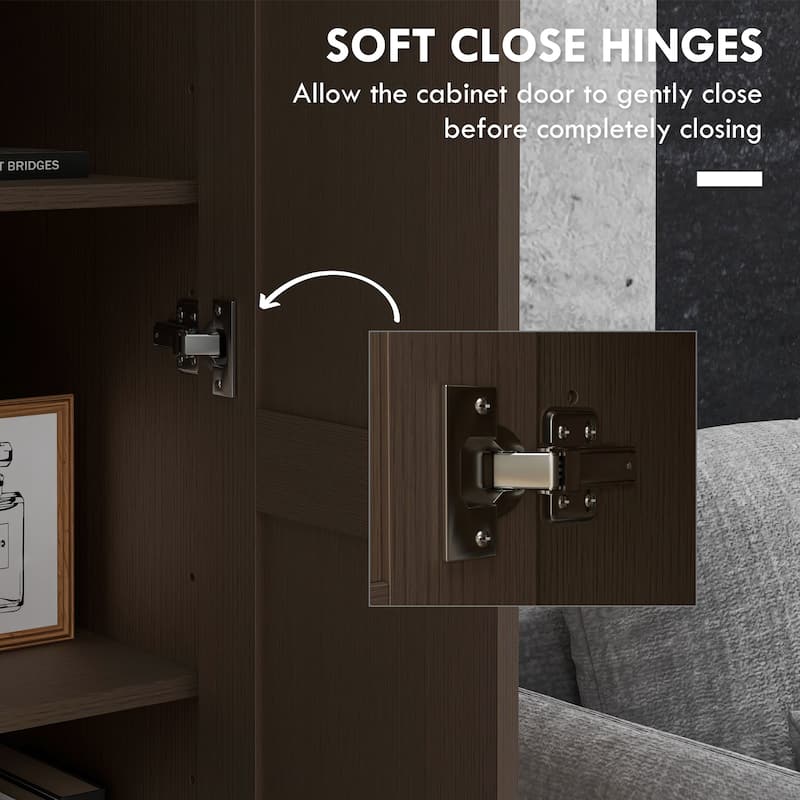 Modern Freestanding Storage Cabinet with Adjustable Shelf and Soft Close Door for Home or Office