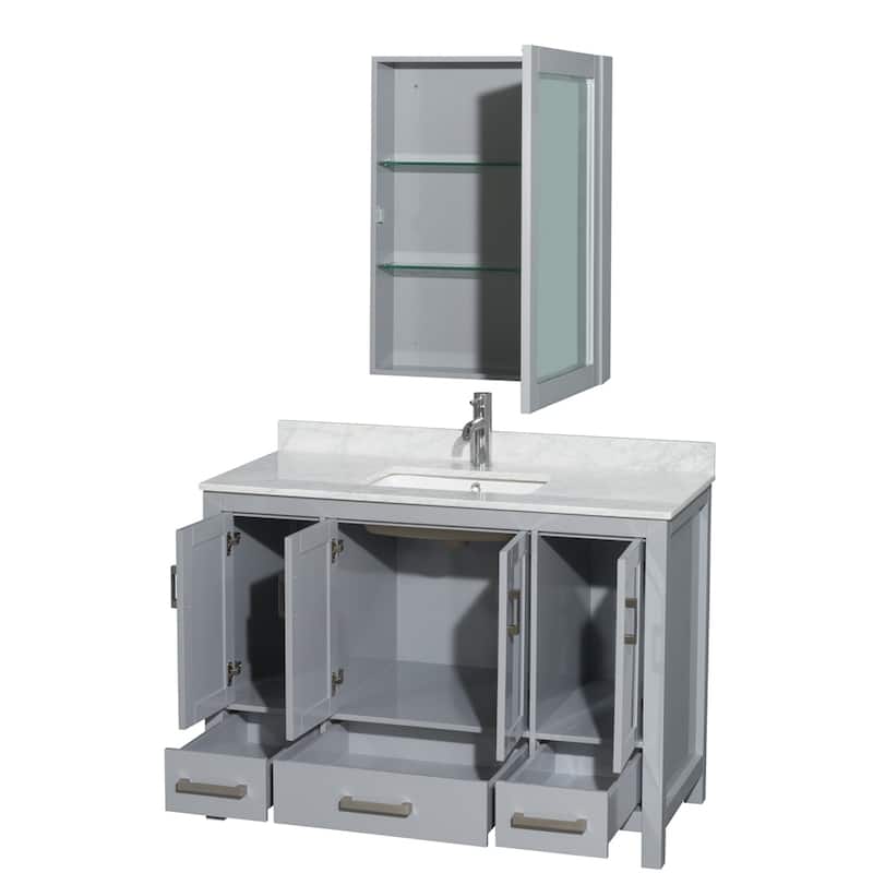 Wyndham Collection Sheffield Single Vanity Set, Medicine Cabinet