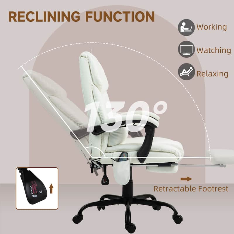 Premium Massage Office Chair High Back Adjustable Recliner with Lumbar Support Footrest and Vibration Therapy