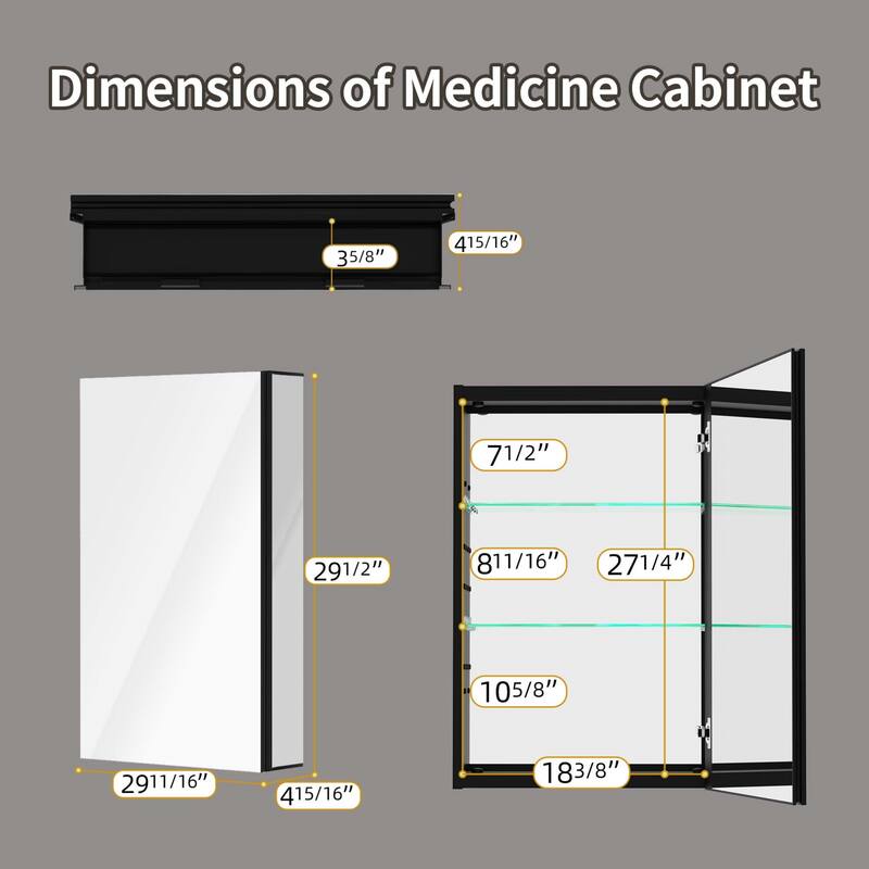 20" x 30" Lighted Recessed Medicine Cabinet with Mirror and Electrical Outlet
