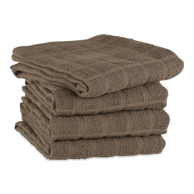 DII Solid Honey Gold Windowpane Terry Dishtowel 4 Piece