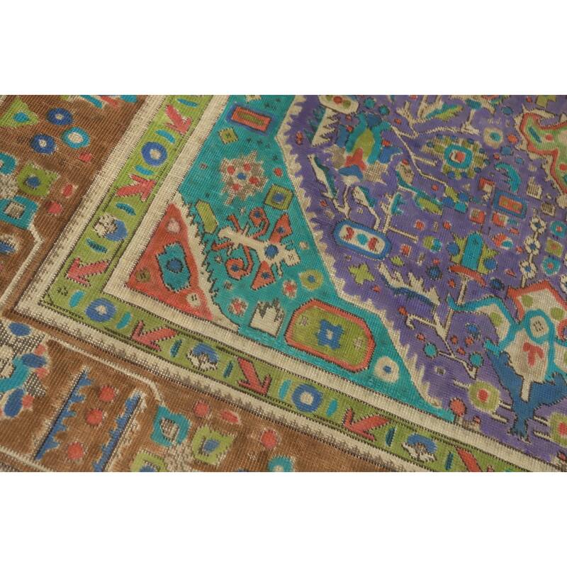 Hand Knotted Oriental 100% Wool Carpet Traditional Medallion Purples Tabriz Area Rug - 11' 0'' X 7' 10''