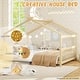 preview thumbnail 2 of 4, Full Size House Bed Wood Montessori Bed w/ Roof Design for Boys& Girls