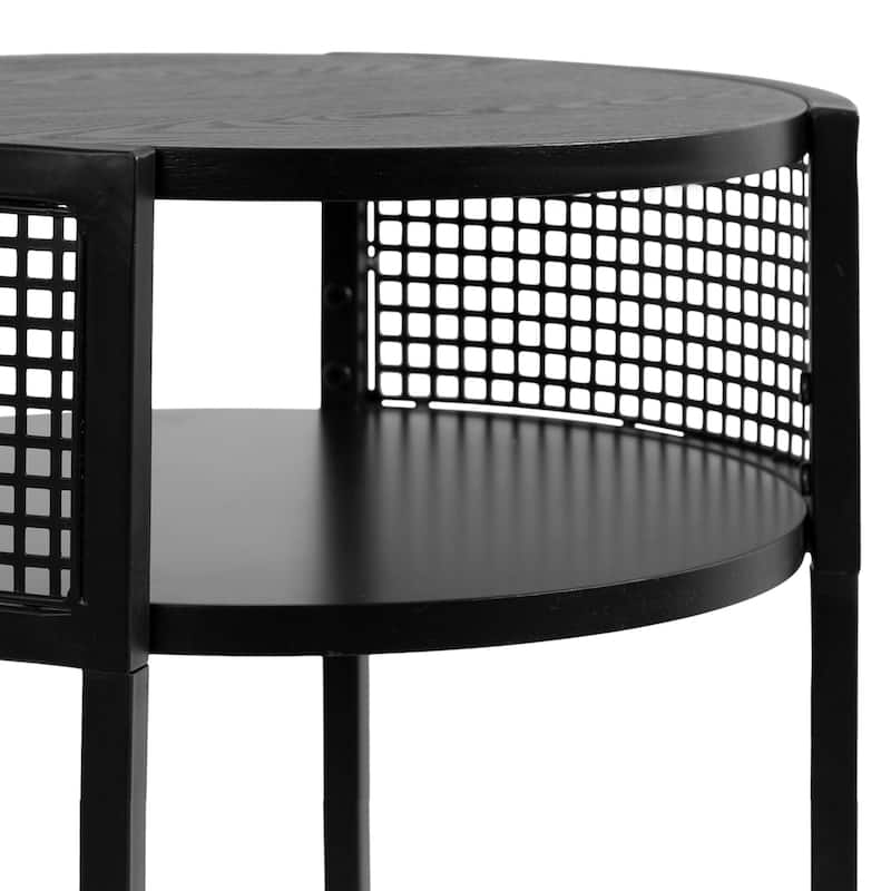 Kate and Laurel Urso Round Side Table Wood and Metal - 16x15x25