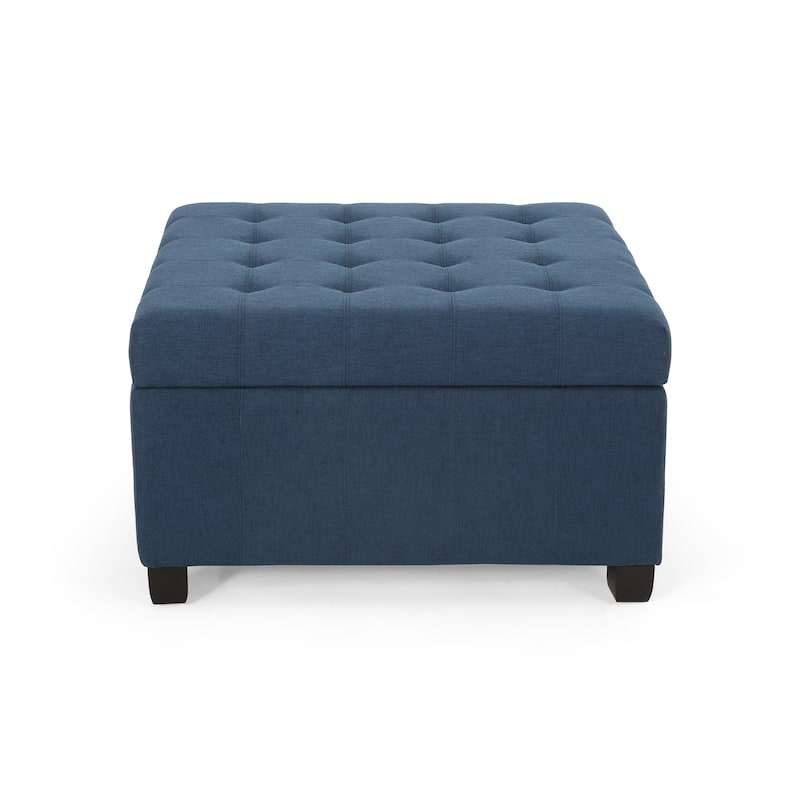 Upholstery Storage Ottoman Bench - Navy Blue