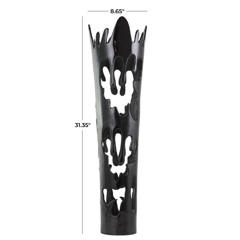 Aluminum Metal Drip Decorative Vase with Melting Designed Body - Silver, Gold or Black - Roche River Decor