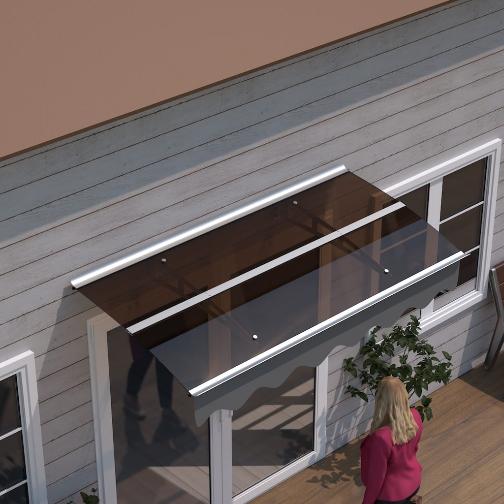 Series Door Window Awning Canopy Made of 0.137 Inch Thick Crystal Solid Polycarbonate Sheet and Aluminum Alloy with Valance