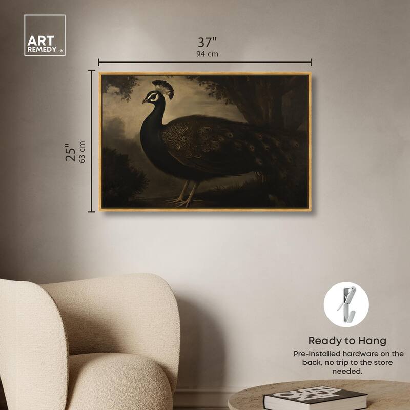 Peacock in Monotone Canvas by Art Remedy
