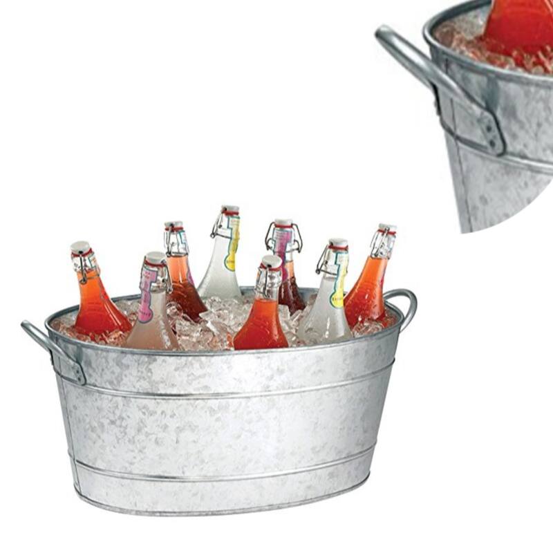 Lola 23 Inch Beverage Tub Galvanized Antique Silver Steel 2 Handles - 8' x 11'