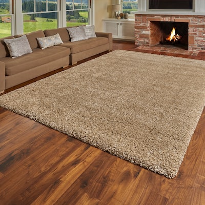 Gertmenian Ultimate Shag Solid Oatmeal Plush Shag Area Rug