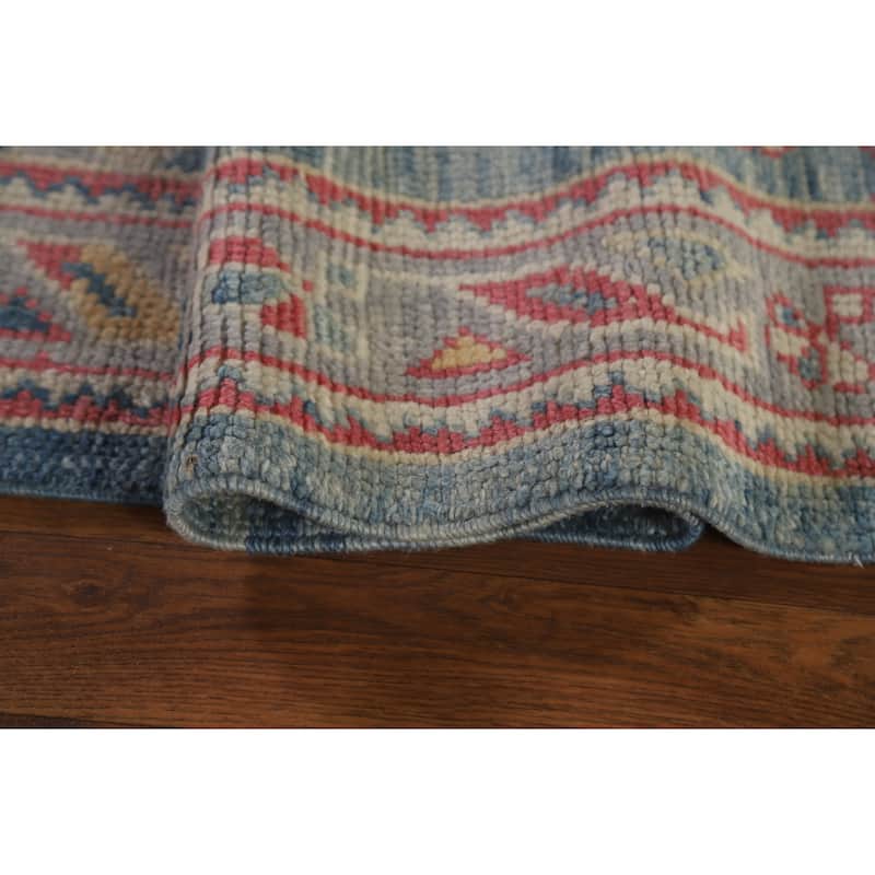 Vegetable Dye Oushak Turkish Runner Rug Handmade Floral Wool Carpet - 3'1"x 12'10"