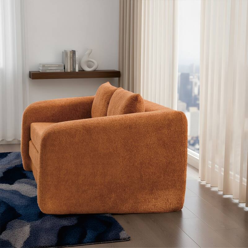 71.2"W 2-in-1 Foldable Pull Out Loveseat Sofa Bed Equipped with Armrest & Backrest Pillows