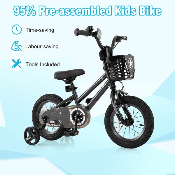 Kids Bike with Basket Adjustable Seat and Training Wheels