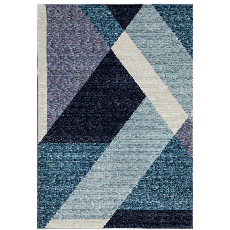 Style Haven Stephan Modern Art-deco Inspired Blue Area Rug