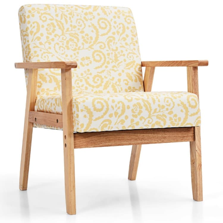 Modern Accent Armchair Fabric Lounge Chair with Rubber Wood Leg - 25" x 26.5" x 32"(L x W x H)