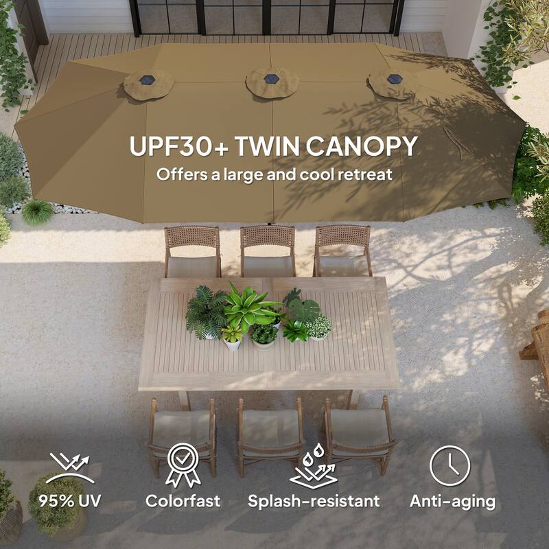 Double-Sided Large Patio Umbrella with Crank Handle Outdoor Canopy for Backyard Garden or Patio