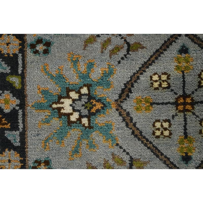 Hand Knotted Oriental 100% Wool Carpet Transitional All-Over Greys & Charcoal Oushak Runner Rug - 7' 11'' X 2' 6''