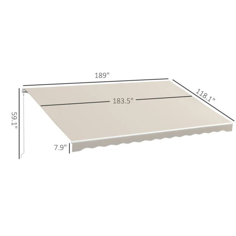 16'x10' Electric Awning, Retractable, Remote Controller, Manual Crank