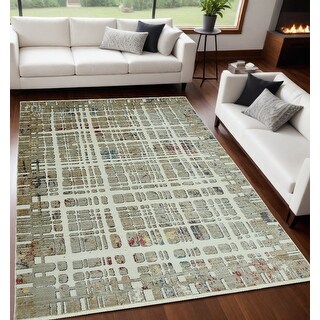 HomeRoots 5' X 8' Ivory Abstract Area Rug - 5' x 8' - Bed Bath & Beyond ...