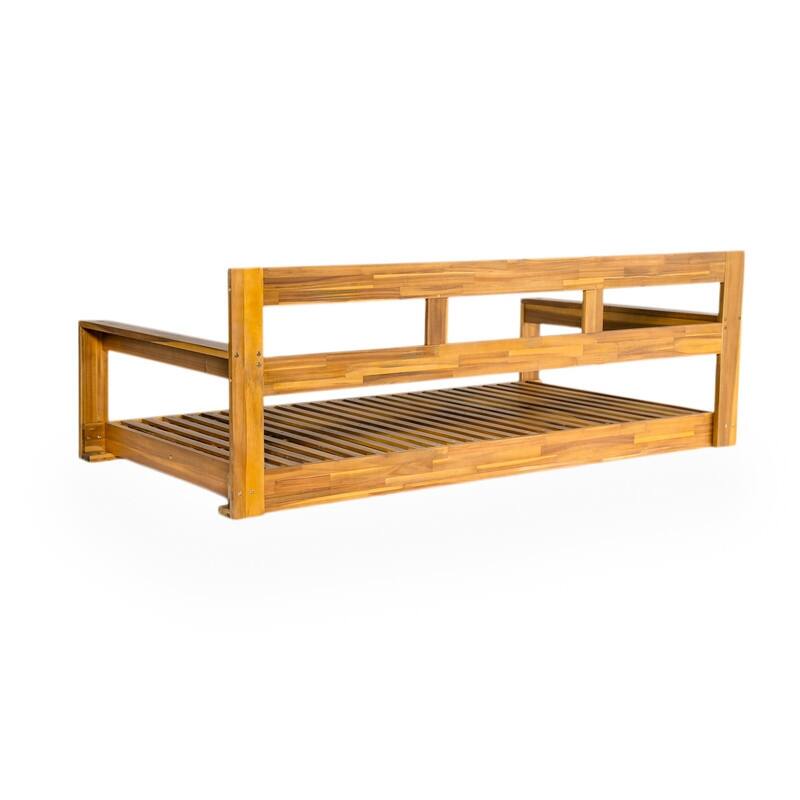 Farmhouse Style Twin Size Porch Swing Frame with Backrest, Outdoor Patio Swing Bench Chair with Hanging Ropes