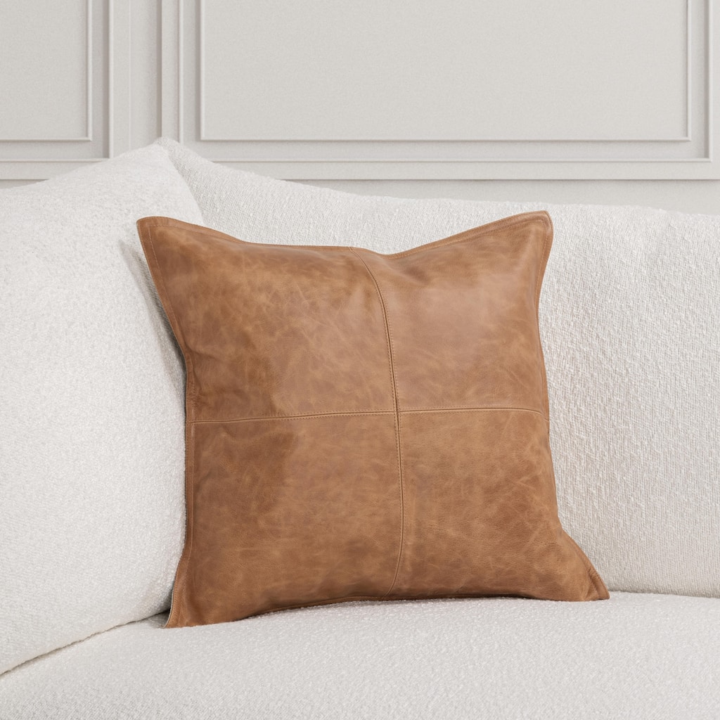 Villa by Classic Home Dumont Genuine Leather Throw Pillow