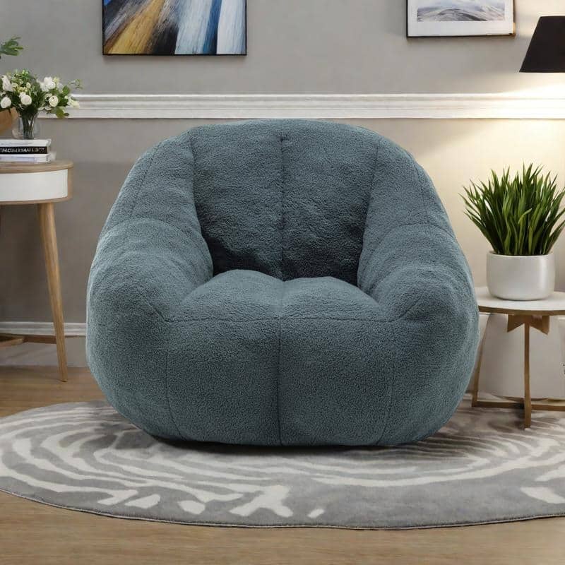 Teddy Fabric Bean Bag Lounge Chairs with Memory Foam Filling