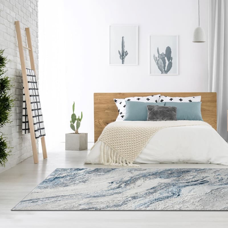 Luxe Weavers Modern Abstract Swirl Metallic Indoor Area Rug