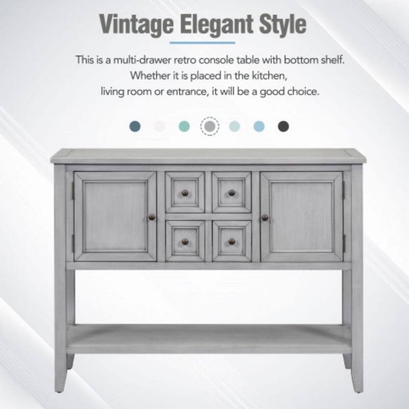 Console Tables for Entryway,Narrow Console Table with Storage,46" Extra Long Foyer Table, Sofa Tables with Draws and 2 Cabinets