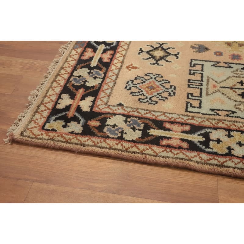 Hand-knotted Traditional Wool Peach Geometric Oriental Area Rug - 5' 10'' X 4' 0''