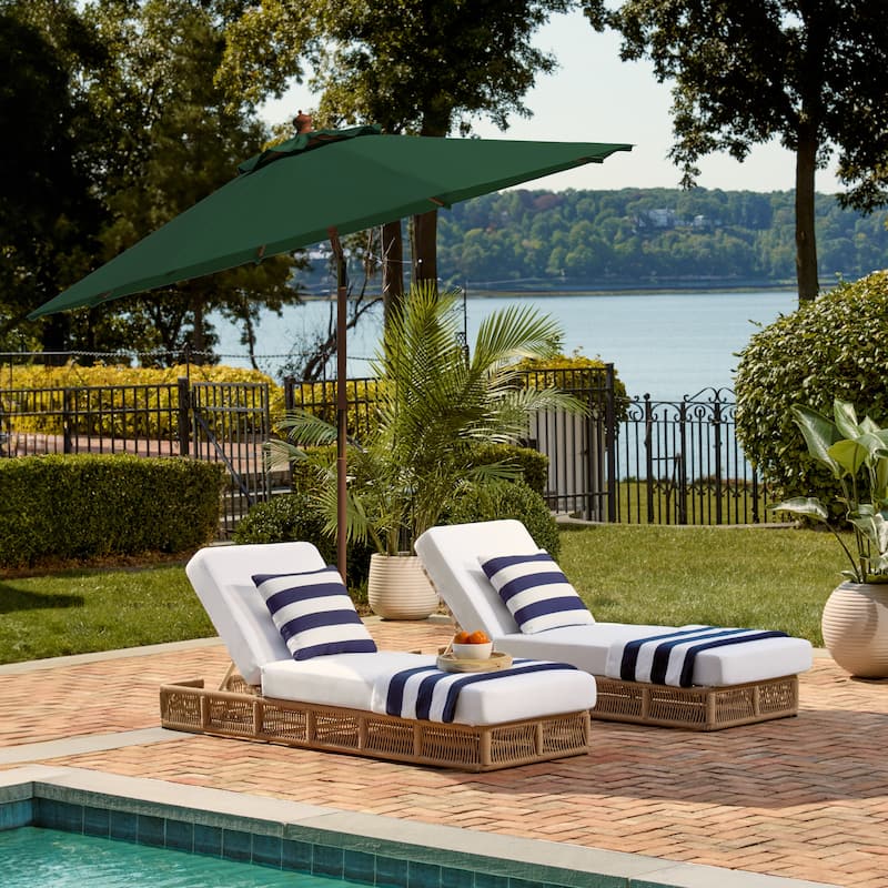 SAFAVIEH Zlatana 9 Ft Wooden Outdoor Umbrella