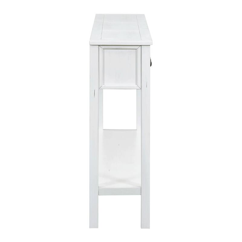 Rustic Entryway Console Table with Two Drawers and Bottom Shelf