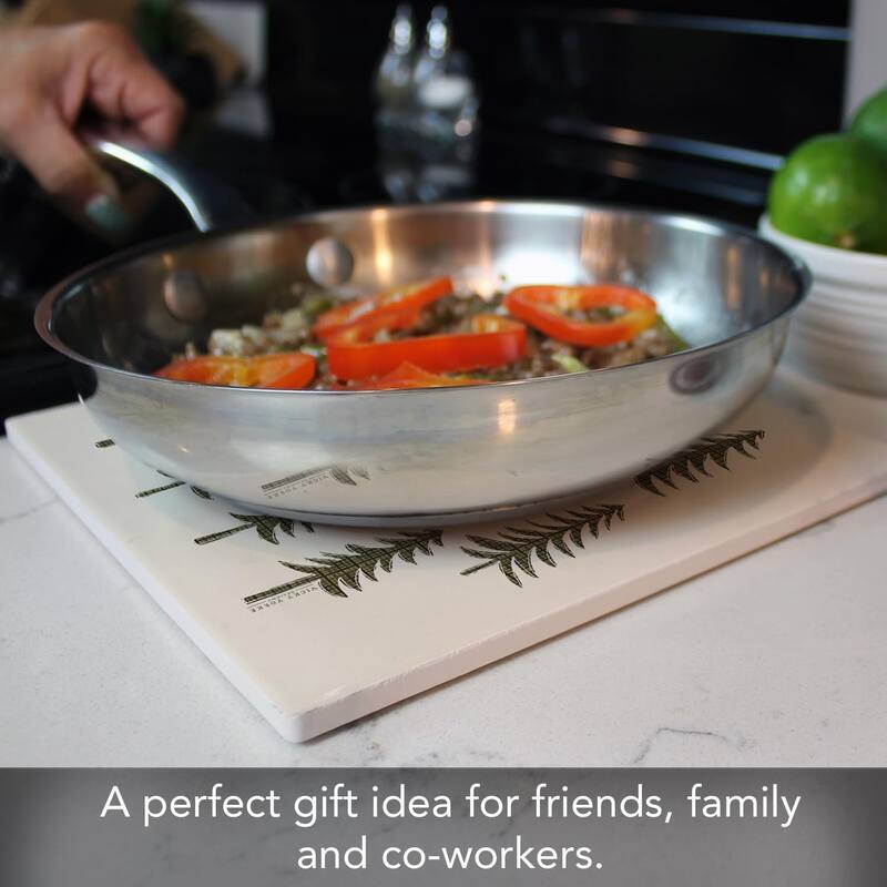 Get Lost Decorative Heat Tolerant Stone Trivet with Non-Skid Cork Backing 8” Square Artistic, Durable, Easily Wipes Clean