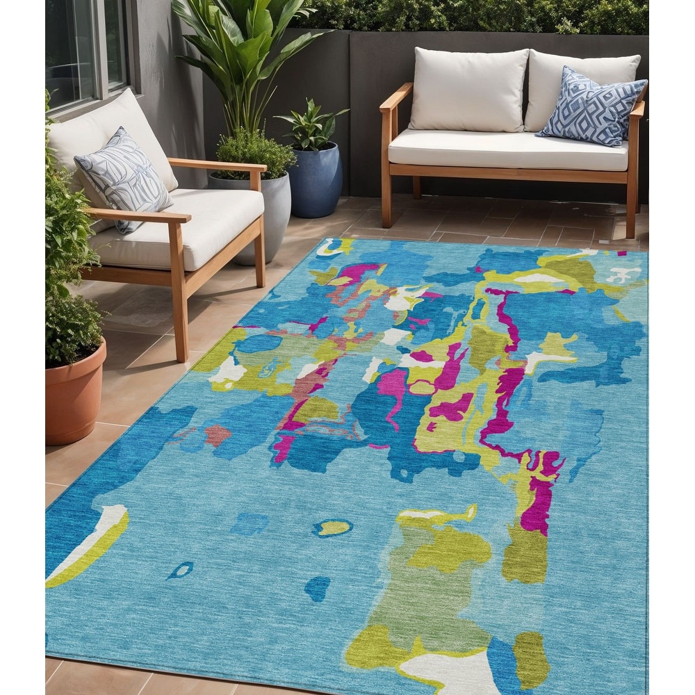 HomeRoots Abstract Transitional Rectangle Outdoor Rug