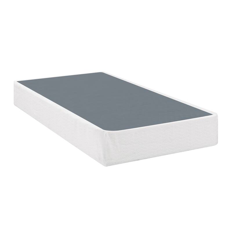 Black Metal Twin Mattress Foundation with Textured Fabric Cover
