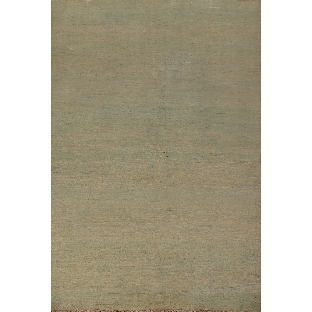 Modern Gabbeh Oriental Area Rug Handmade Green Modern Wool Carpet - 4'9" x 6'11"