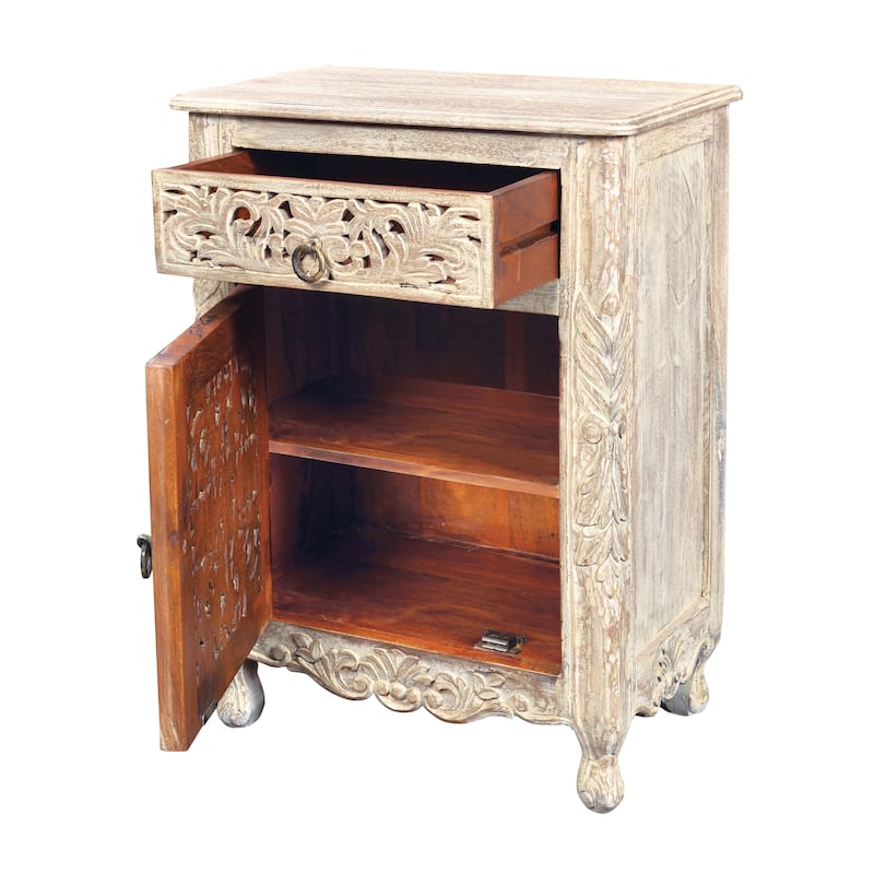 Florence 1-Drawer 1-Door Carved Nightstand