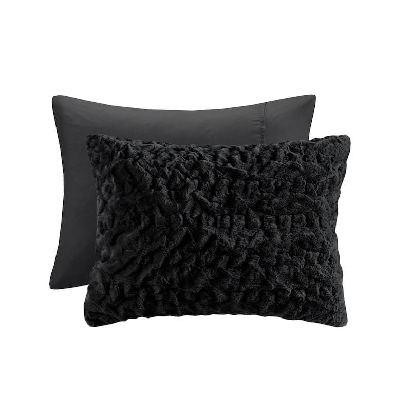 Madison Park Dakota Ruched Fur Down Alternative Comforter Set