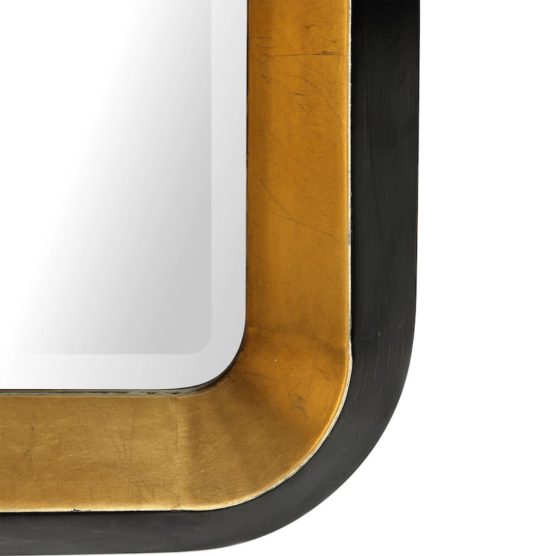 Uttermost Niva 28"W Urban Black and Gold Beveled Edge Wall Mirror