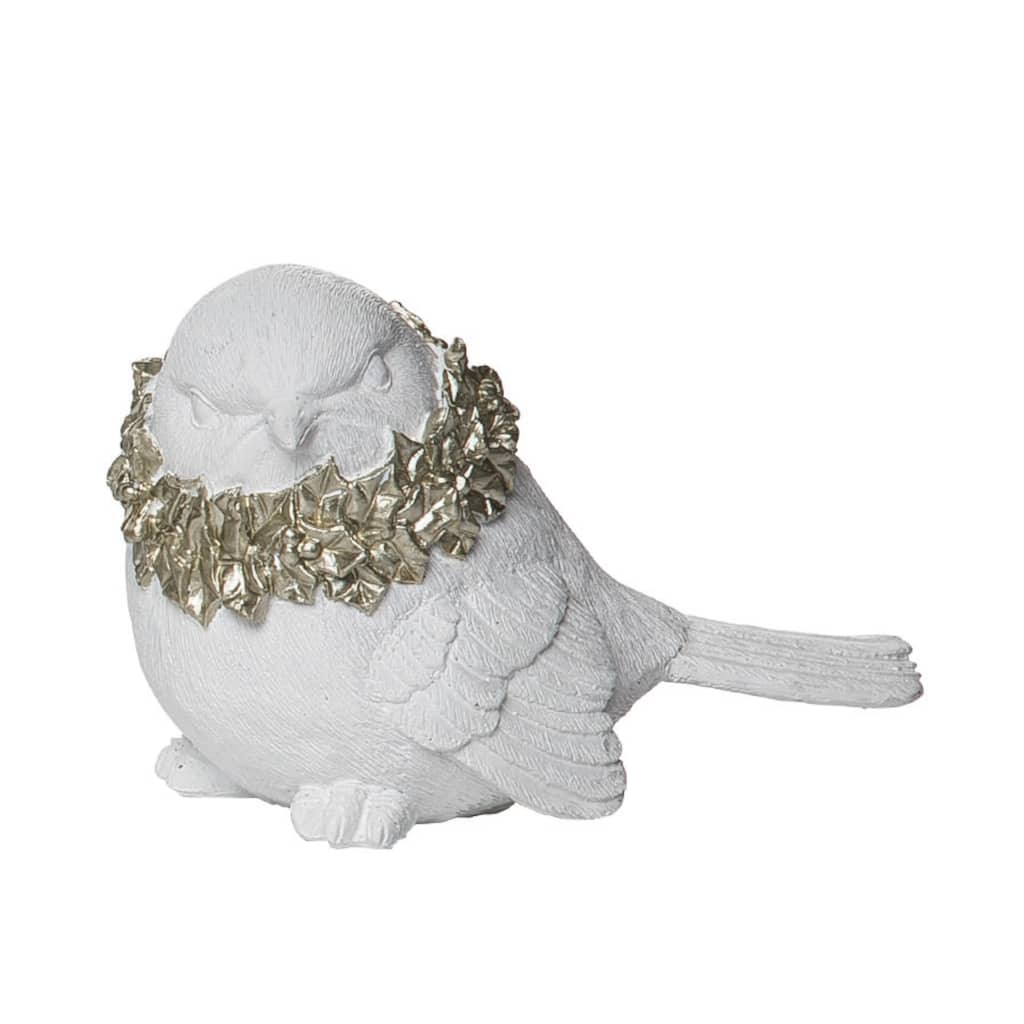 Transpac Resin 5.5 in. White Christmas Elegant Glitter Wreath Bird Figurine